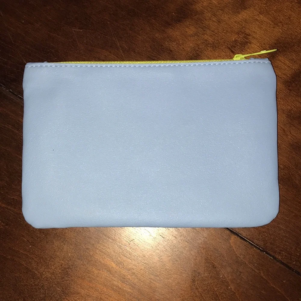 Ipsy Baby Blue POWER MOVES Make Up Cosmetic Travel Bag with Lime Green Zipper